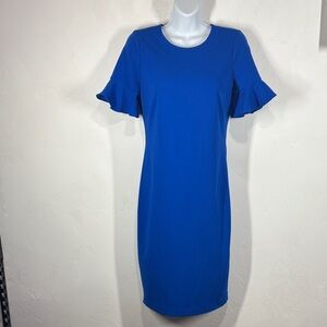 Calvin Klein Elegant Blue Ruffle Sleeve Dress size 4